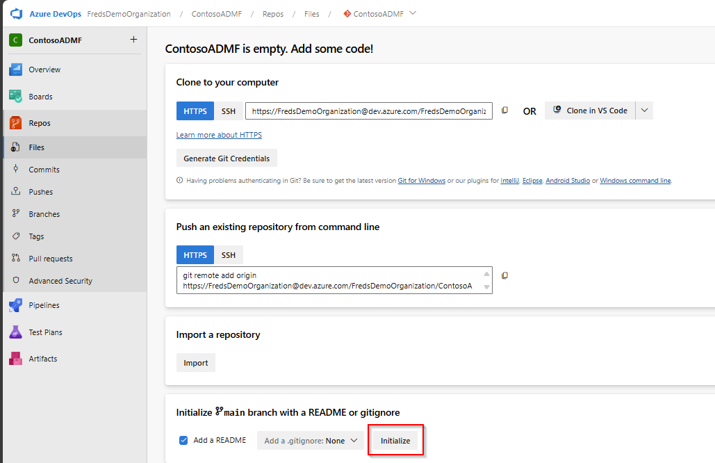 "Repos > Files" - Create a new repository?